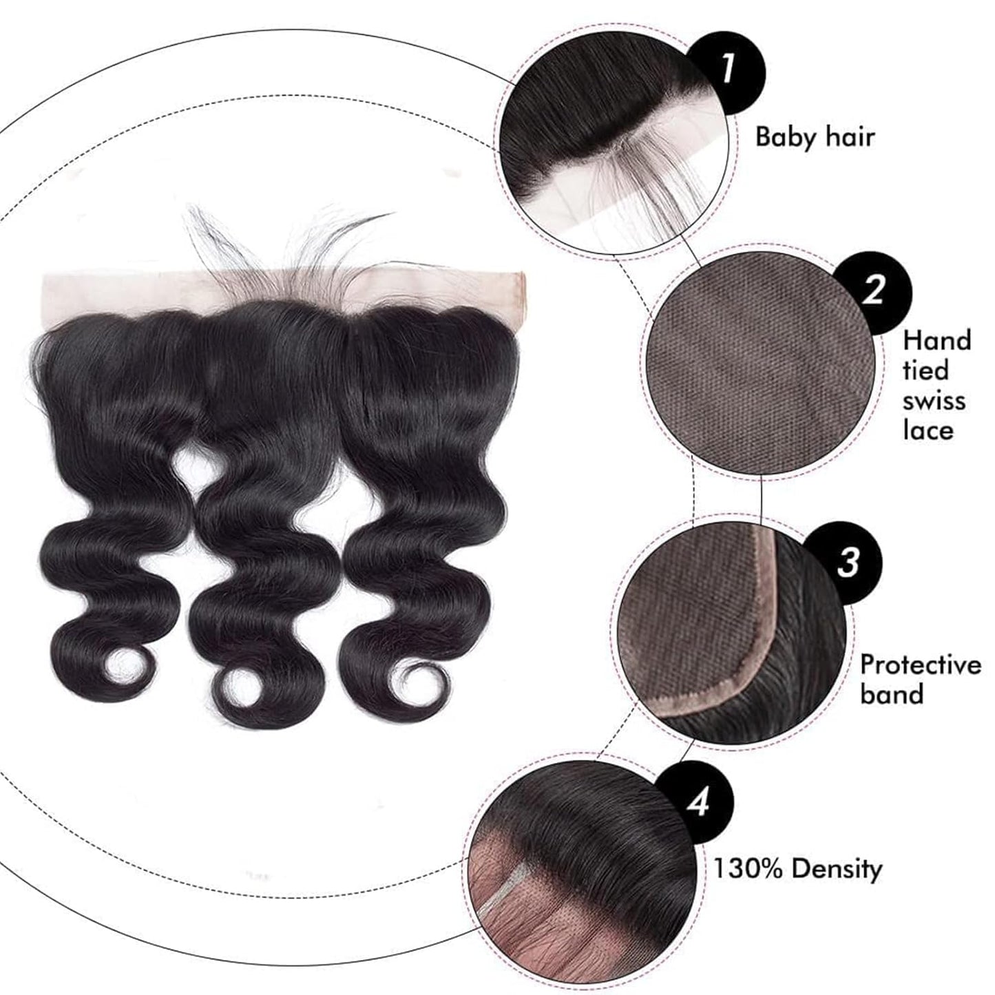 HD Transparent Lace Frontal - 12 Inch Pre-Plucked Body Wave Closure | Natural Black Brazilian Virgin Hair