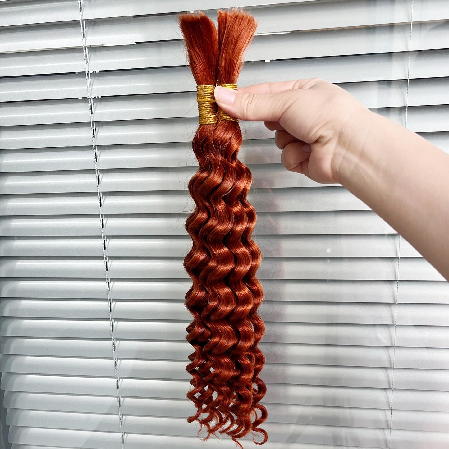DSEKCAIN 350# Deep Wave Human Braiding Hair Bundles For Boho Braids Ginger Color Crochet 100% Human Hair Deep Curly 100g (2 of 50g) 16 Inch