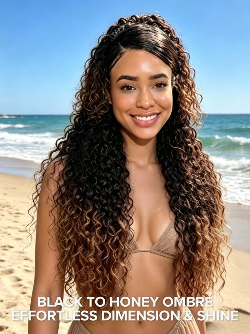Anmetan 12A Ombre Chestnut Brown 4x4 HD Transparent Lace Closure Water Wave Human Hair, Chocolate Brown 3 Tone Colored T1B/2/30 Soft Unprocessed Remy Natural Hairline with Baby Hair 14 Inch Dark Roots