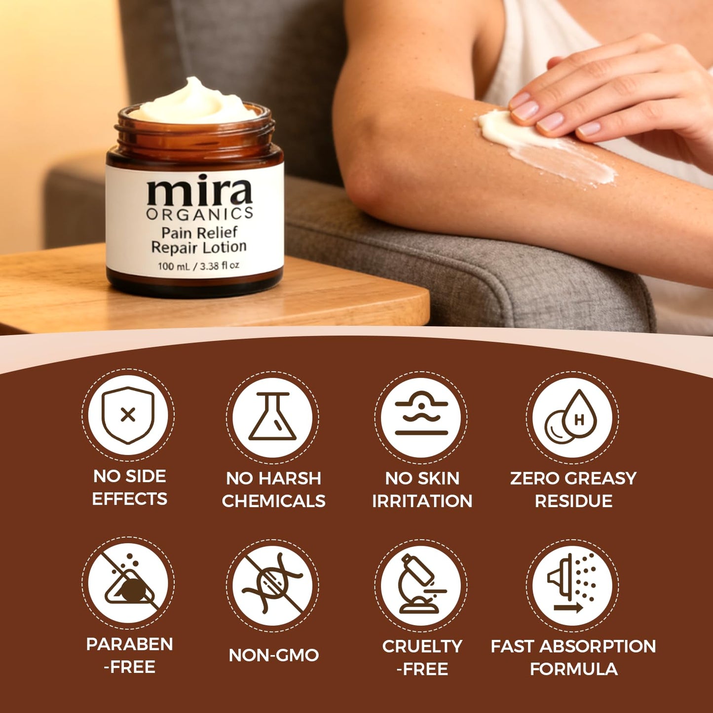 KUNLEN 2Pack Mira Pain Relief & Repair Lotion, Nerve Relief Cream for Hands, Wrists & Body, Non-Greasy Formula with Arnica, Magnesium & Botanical Extracts 3.38 fl oz
