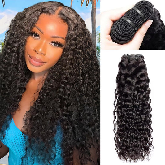 12A Water Wave Human Hair Bundles Wet And Wavy Bundles Human Hair 100% Unprocessed Brazilian Virgin Water Curly Bundle Natural Black Color 18 Inch