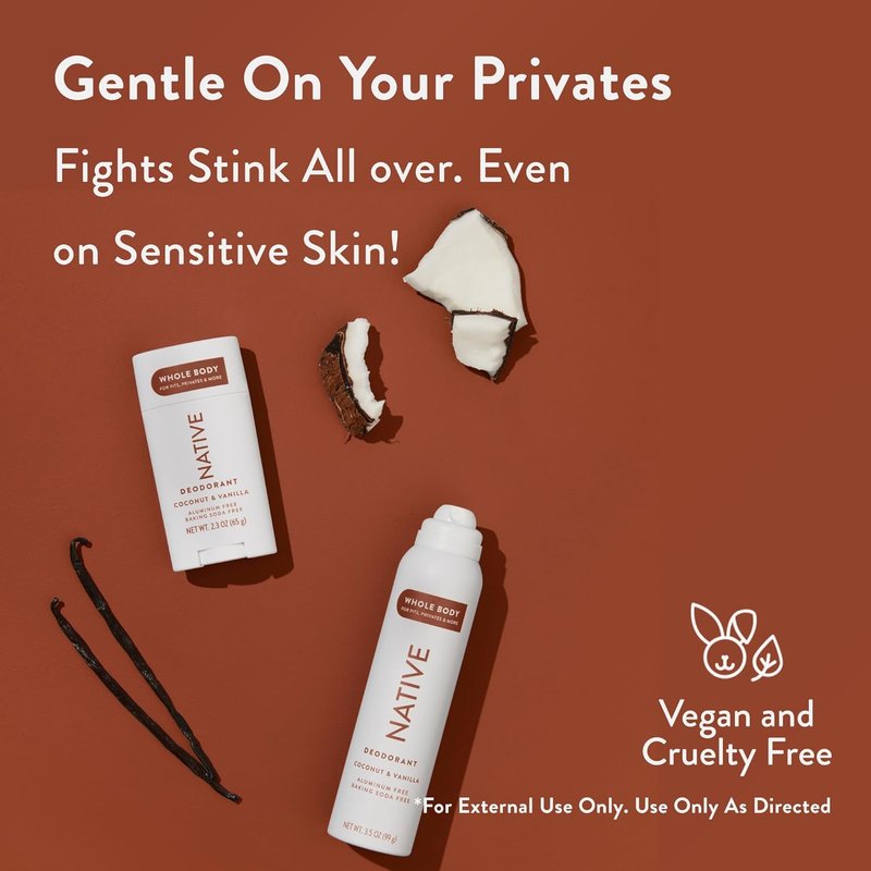 Coconut Vanilla Deodorant Bundle - Aluminum Free Whole Body Spray with Shea Butter | 72-Hour Protection