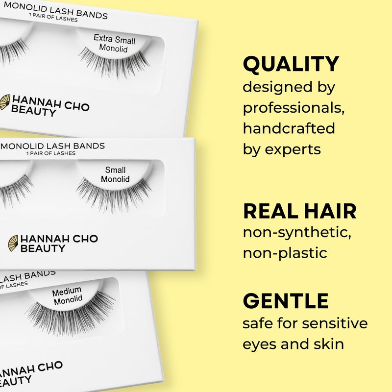 Best Lashes for Monolids - Very Small Size, Natural Eyelid Lifting Strip False Lashes - Made From Real Hair - Safe For Sensitive Eyes - Hannah Cho Beauty