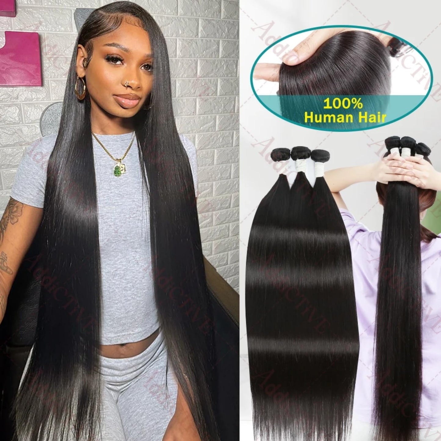 Human Hair Bundles Straight 3 Bundles Human Hair 16 18 20 Inch 100% Unprocessed 12A Brazilian Virgin Hair Bundles Weave Straight Human Hair Extensions
