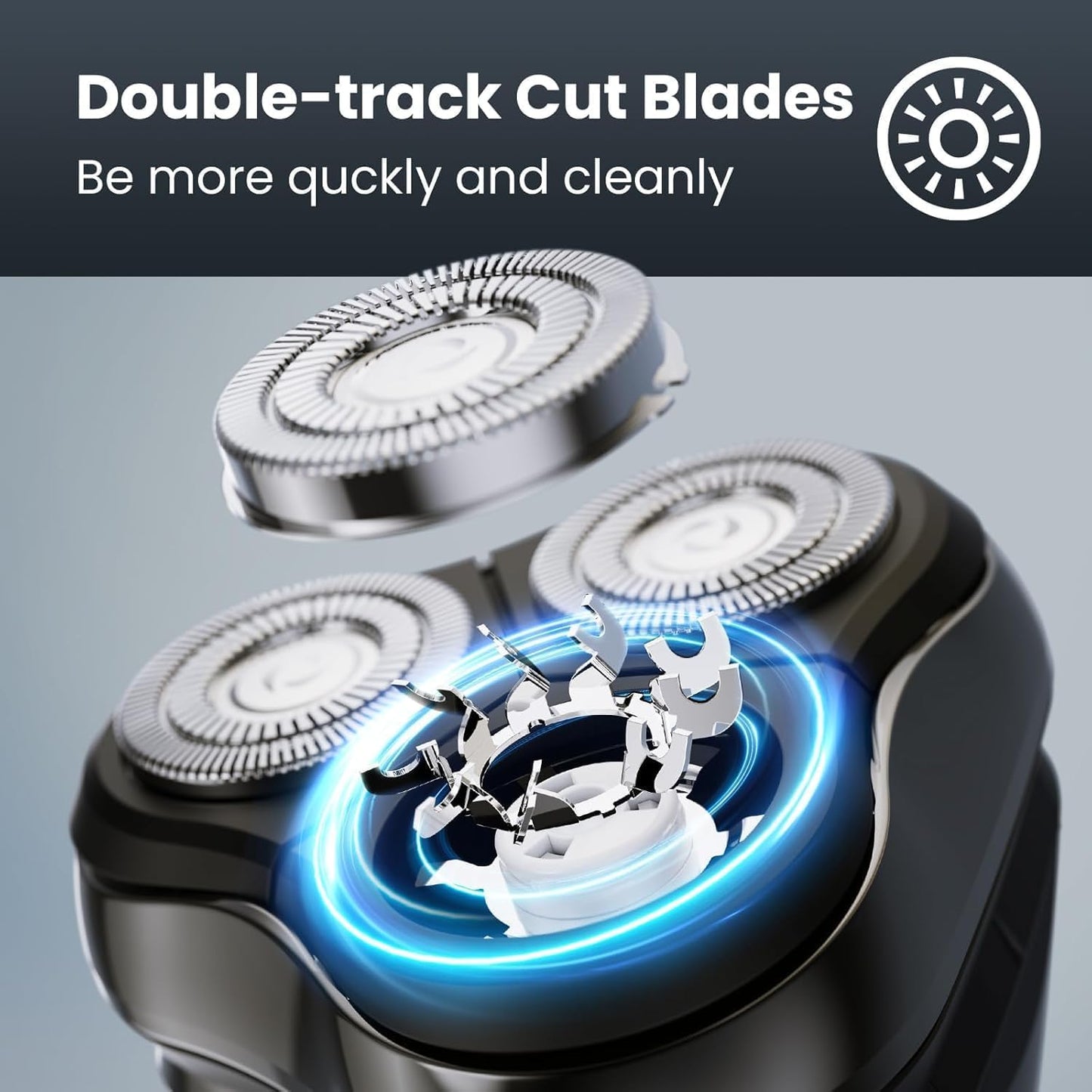 Electric Razor for Men Cordless: Wet/Dry Rotary Shaver Waterproof - USB Fast Charging & Sensitive Skin Care - Pop up Trimmer & Precision Blades Upgraded B2 Black-Silver