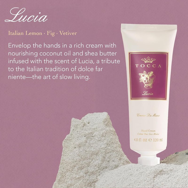 Tocca Hand Cream - Lucia 4 oz | Moisturizing Floral Formula with Italian Lemon, Fig & Vetiver