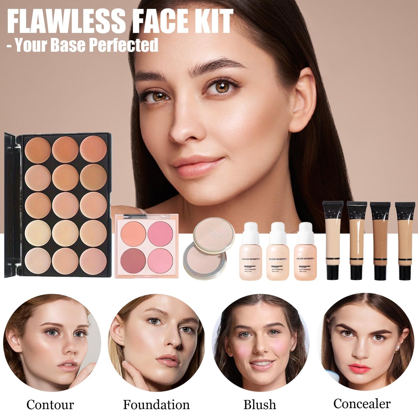 All in One Makeup Kit for Teens, Gifts for Teenagers Girls Women, Professional Makeup Set with Eyeshadow Palette Eyeliner Mascara Face Powder Concealer Foundation Lip Gloss Brush Set False Lash Kit
