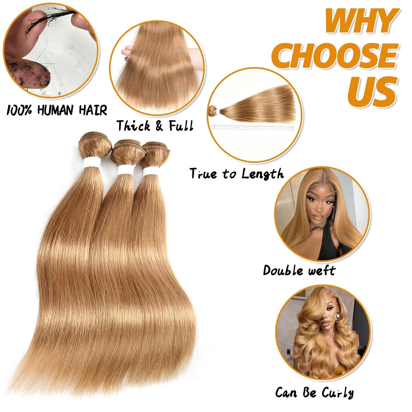 Ijoy 14 Inch Straight Human Hair Bundle - Honey Blonde 10A Brazilian Virgin Hair Extension