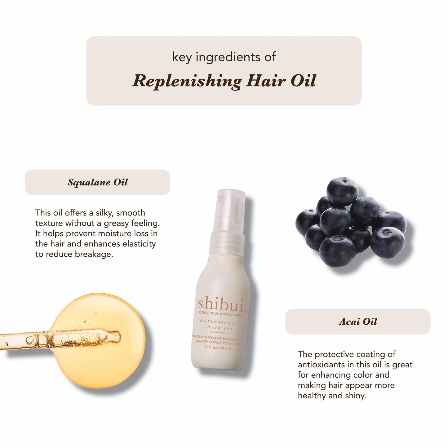 Shibui Replenishing Hair Oil, Moisturizing & Frizz Control, Adds Shine & Nutrients, Vegan & Sulfate-Free, 2 Fl Oz