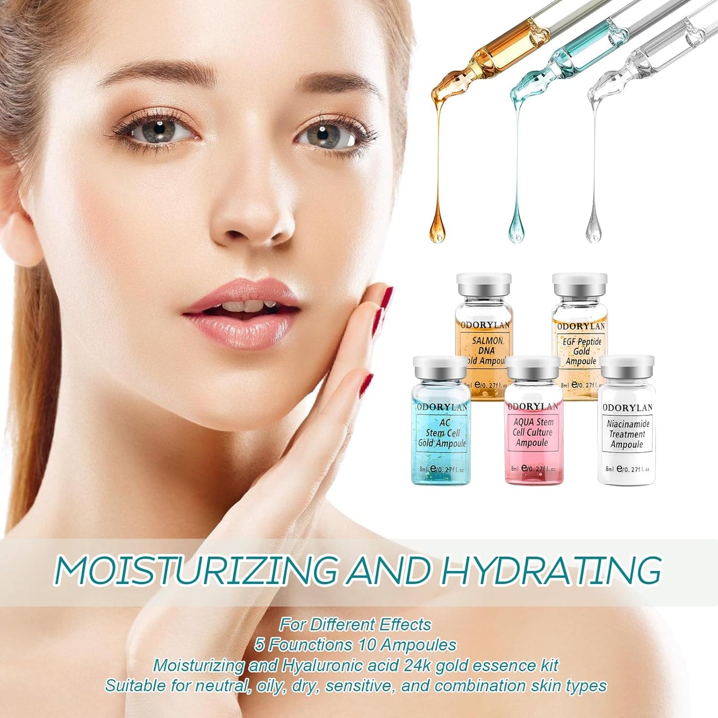 Stem Cell Serum for Face - Exosome Ampoules for Radiant, Hydrated Skin | Anti-Aging Treatment, 10 Vials