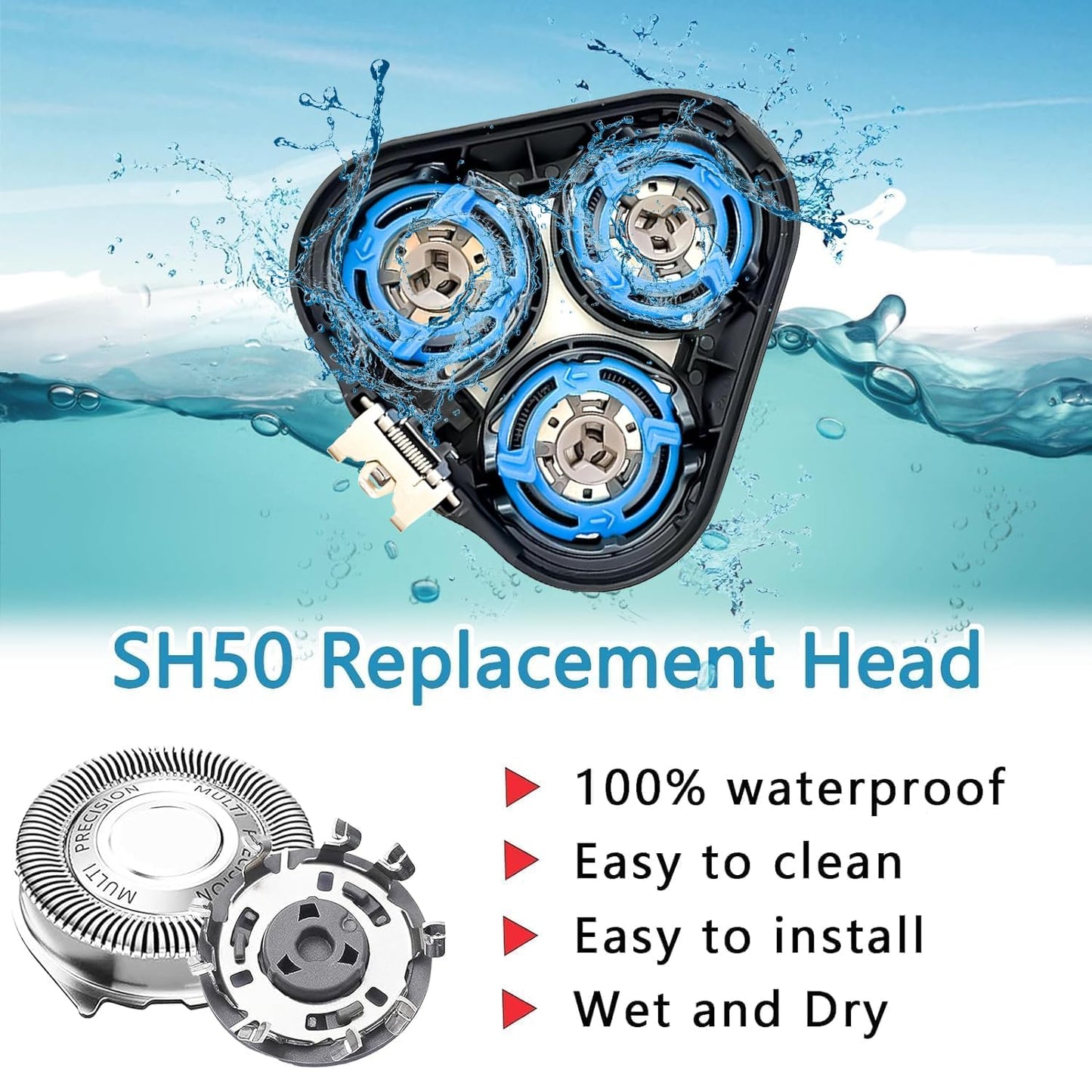 SH50 Replacement Shaver Heads Compatible with Philips Norelco Series 5000 (S5xxx) Electric Razors,SH50 Blades Compatible with Philips Norelco Series 5000 Replacement Heads