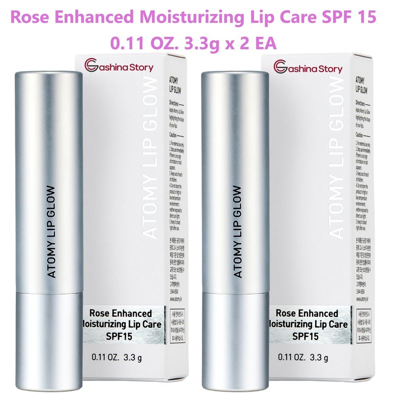 Atomy Lip Glow 3.3g x 2 EA - Moisturizing Lip Care Treatment Balm with Natural Pink Color