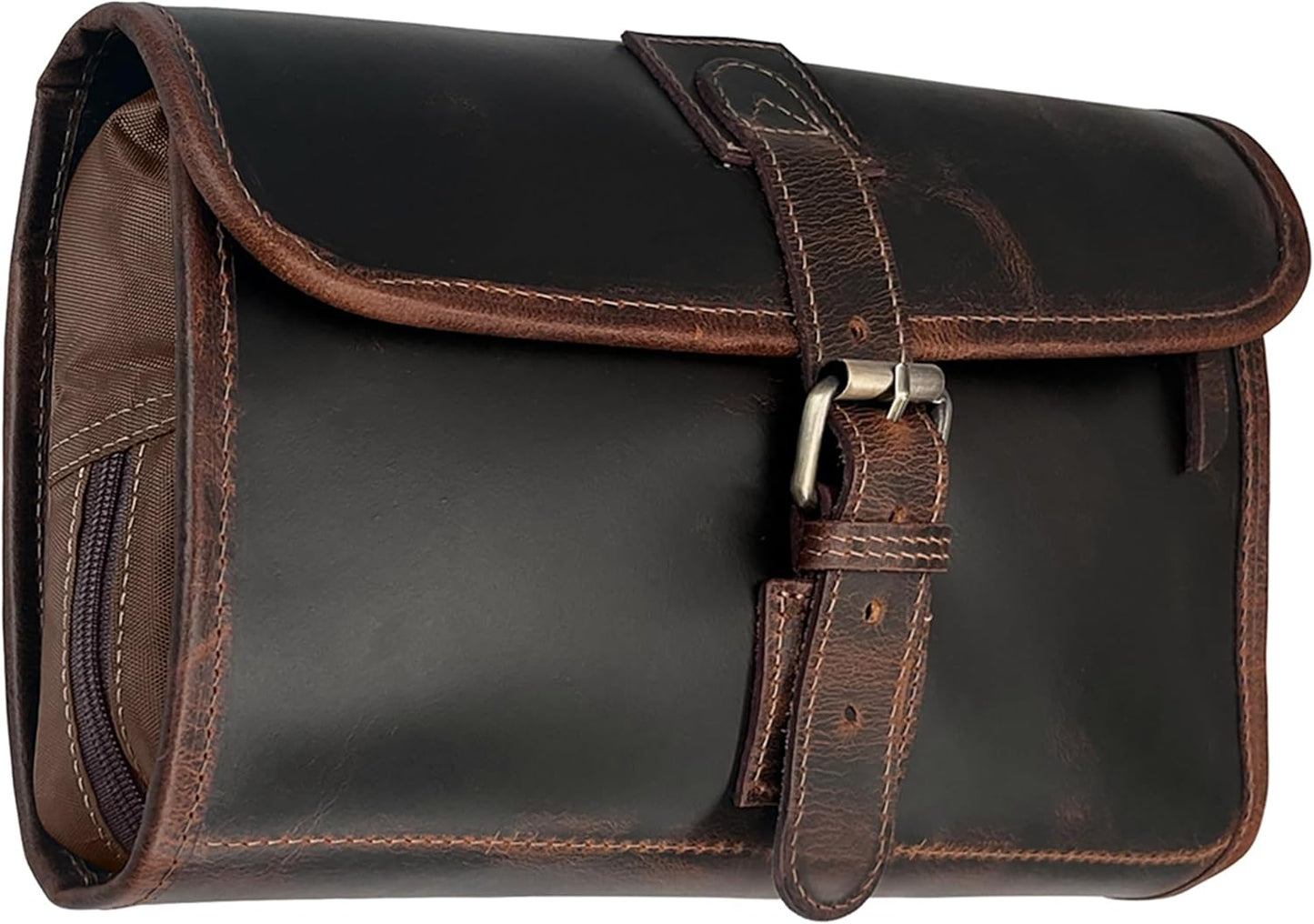 Leather Hanging Toiletry Bag for Men | Rustic Town Travel Dopp Kit & Organizer - Ideal for Shaving & Cosmetics