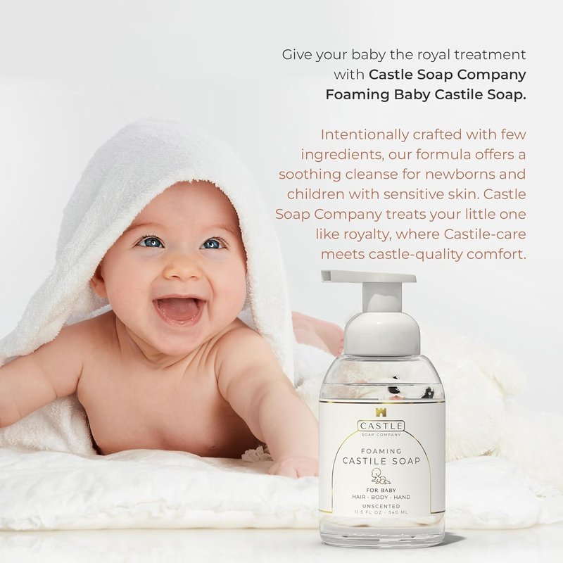 Foaming Baby Castile Soap - Nourishing Coconut Oil Formula for Newborns | Hydrating Foam | 11.5 oz | Fresh Lavender