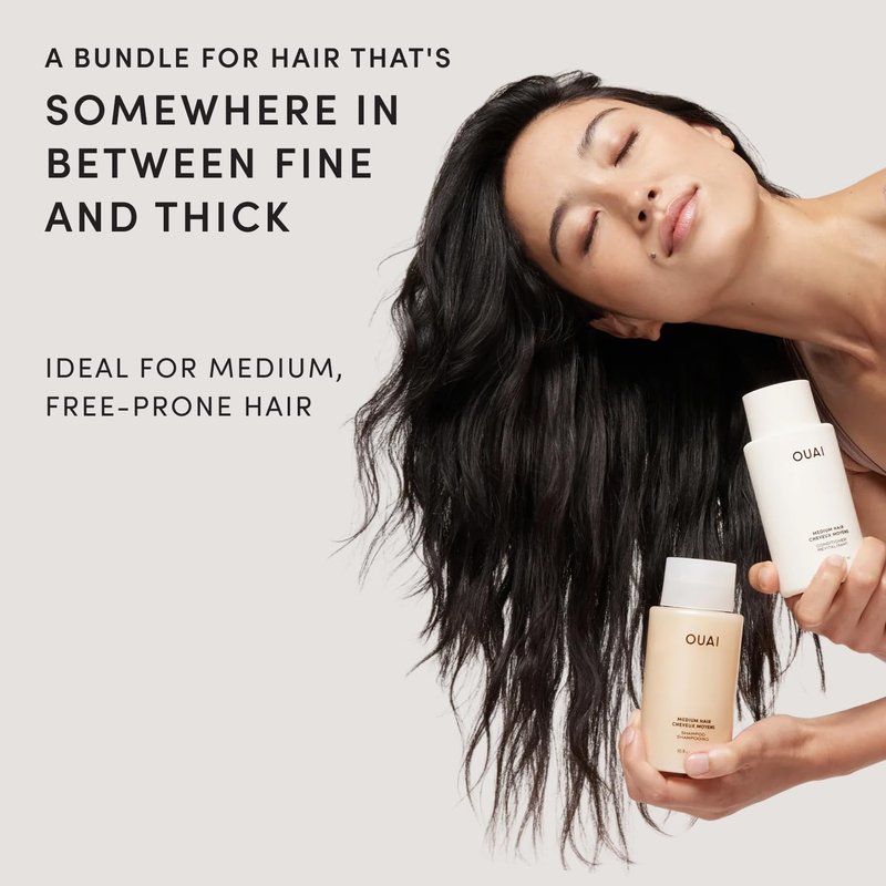 OUAI Medium Hair Shampoo & Conditioner Set, Travel Size - Hydrating Shampoo & Conditioner - With Coconut Oil, Babassu, Kumquat Extract & Keratin - Sulfate, Paraben & Phthalate Free (3 Oz)
