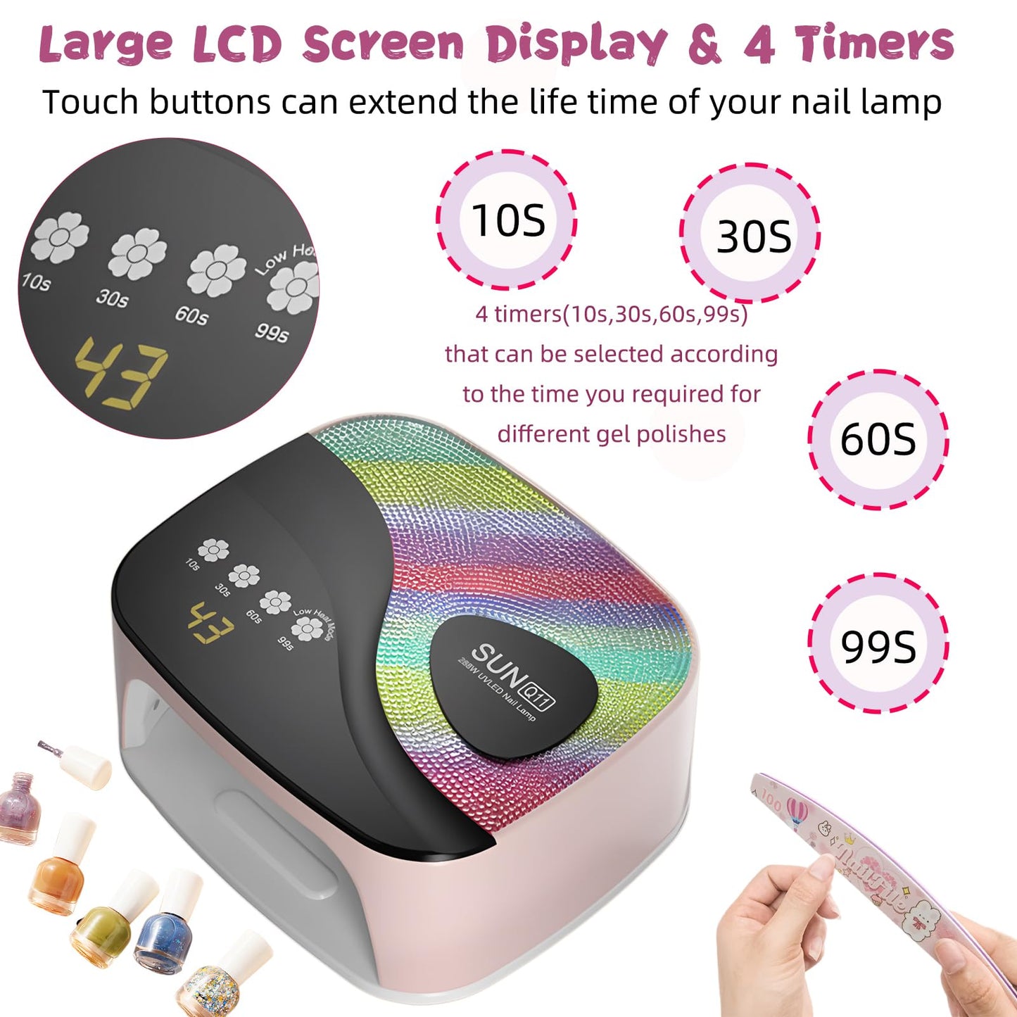 UV Nail Lamp, UV Light for Gel Nails, Professional Nail Dryer with 45pcs Beads, 4 Timers and Automatic Sensor LED Nail Lamp for Home Salon