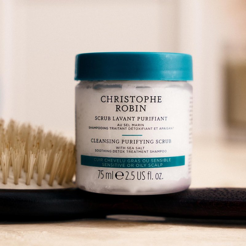 Christophe Robin Purifying Scalp Scrub with Sea Salt – Deep-Cleansing Detox Treatment for Oily Roots & Sensitive Scalps, Removes Build-Up & Soothes Irritation – 75ml