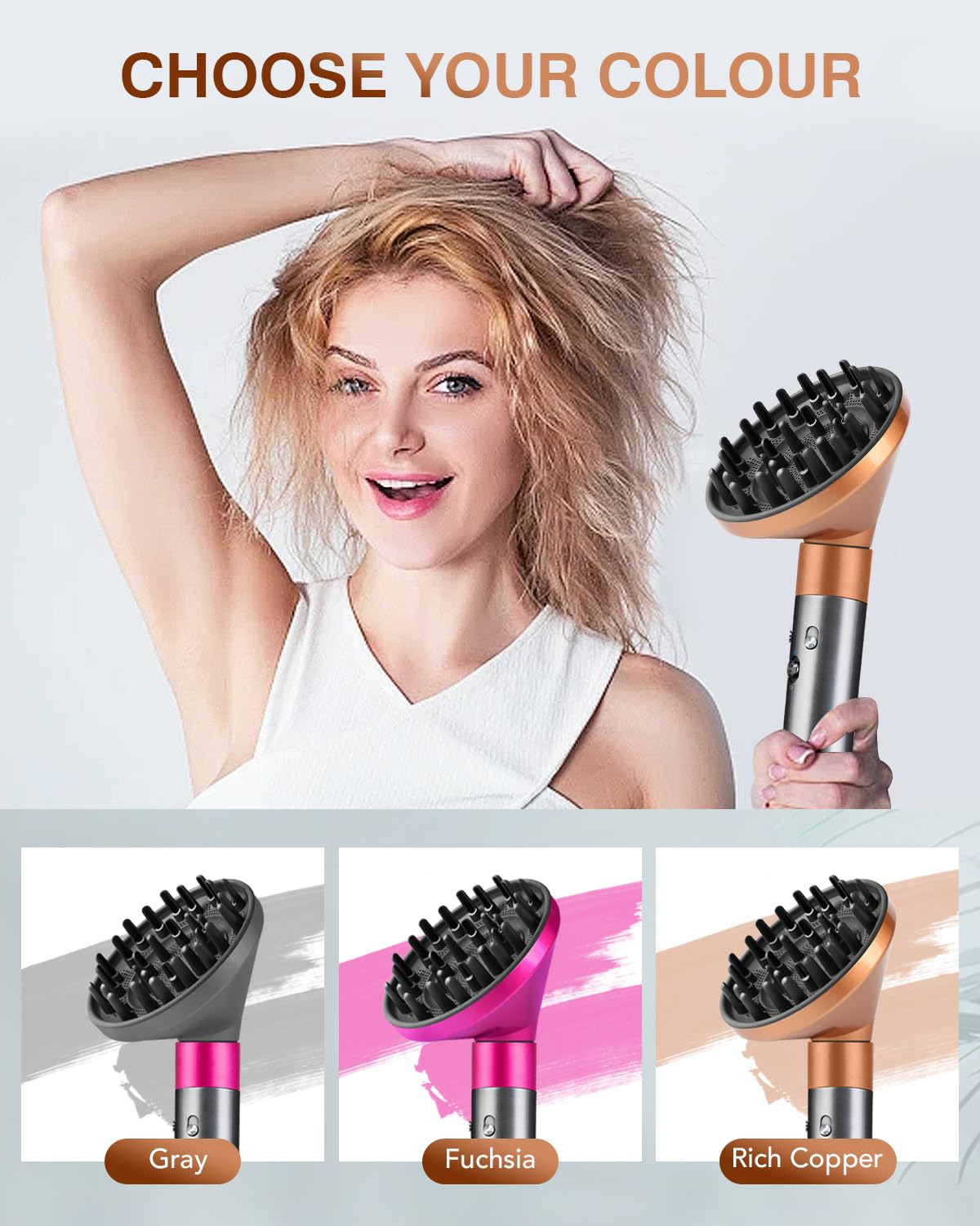 TOSAGE Upgraded Large Diffuser for Dyson Airwrap HS01 HS05 HS08 id, Diffuser Nozzle Attachment for Fast Drying Wave Curly Thick Hair, Rich Copper