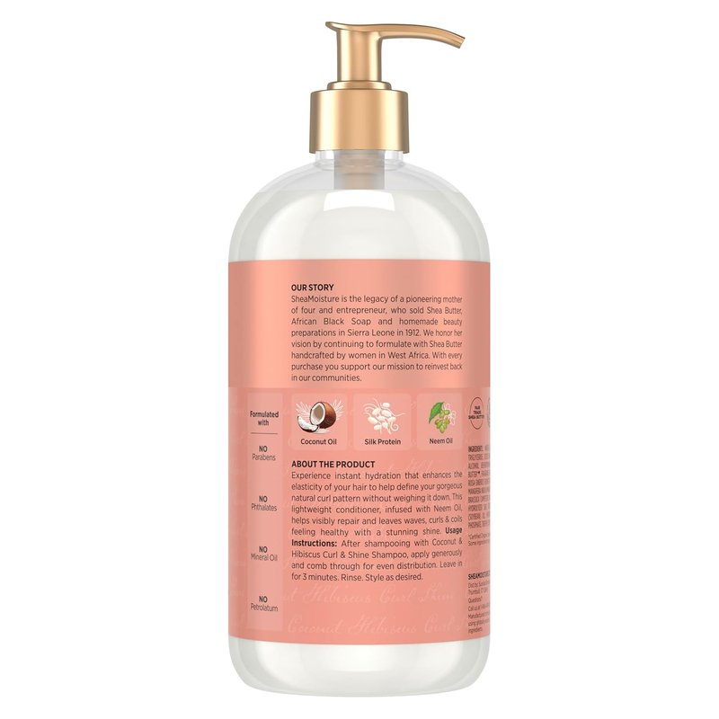 Shea Moisture Curl & Shine Conditioner - Coconut & Hibiscus for Thick Curly Hair | 24 Fl Oz