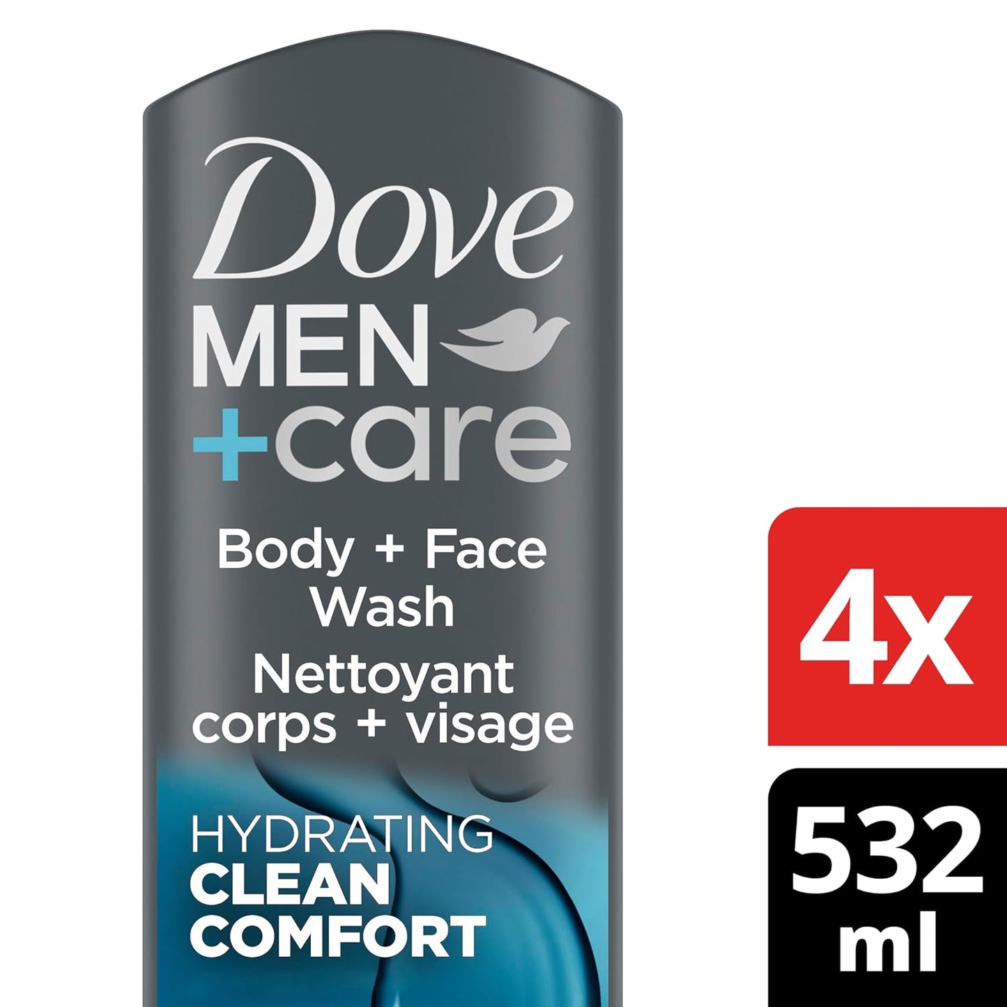 DOVE MEN + CARE Body and Face Wash - Clean Comfort for Healthier Skin | 18 oz, 4 Count