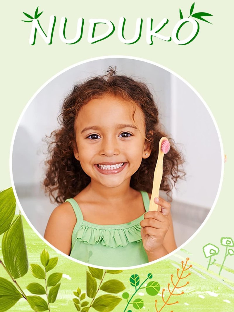 Bamboo Kids Toothbrushes - Eco-Friendly Organic 6-Pack | Biodegradable Soft Bristles for Toddlers