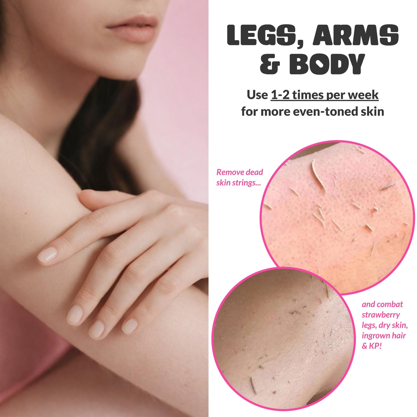 GET EVEN LEG SCRUB: Stone Body Scrub & Leg Exfoliator for Strawberry Legs, Ingrown Hair, KP Bump - Exfoliating Stone for Body, Feet, Dead Skin Remover - Stone Body Scrubber lasts 5+ Years