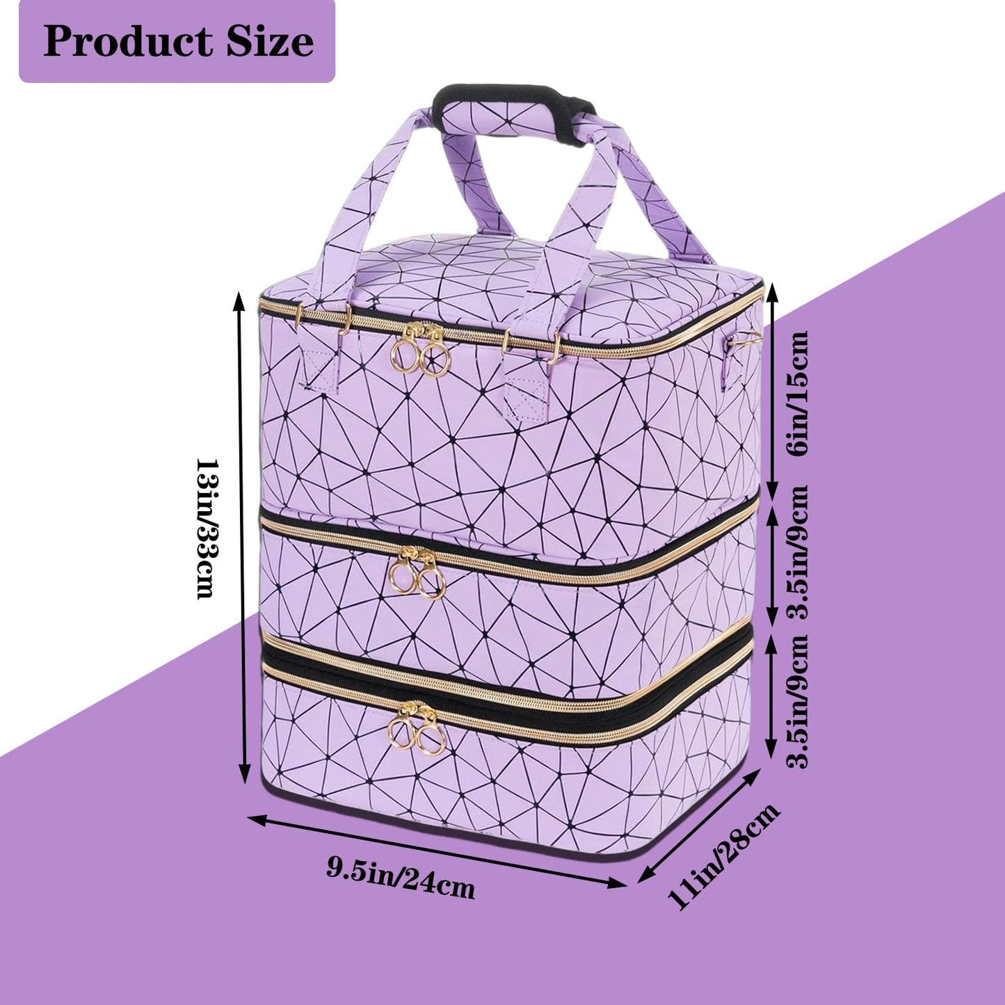 Sonhomay Nail Polish Organizer Bag, 3-Tier Nail Storage Organizer Holds 84 Bottles Nail Polish Nail Lamp Detachable Bottom Layer for Salon & Home Use(Pink)