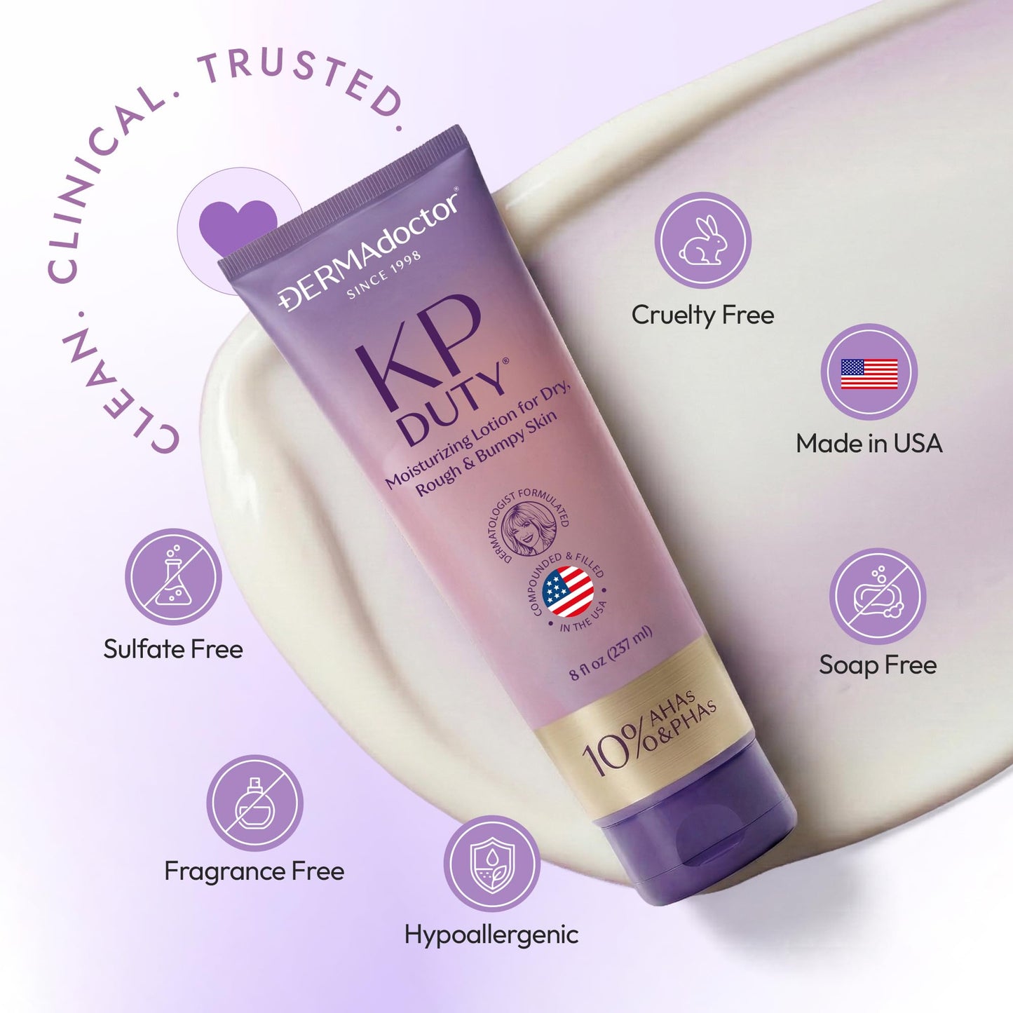 DERMAdoctor KP Moisturizing Lotion The Original Dermatologist Formulated Body Cream for Keratosis Pilaris | Treats Dry, Rough, and Bumpy Skin | Strawberry Legs Treatment | 10% AHAs + PHAs - 8 oz
