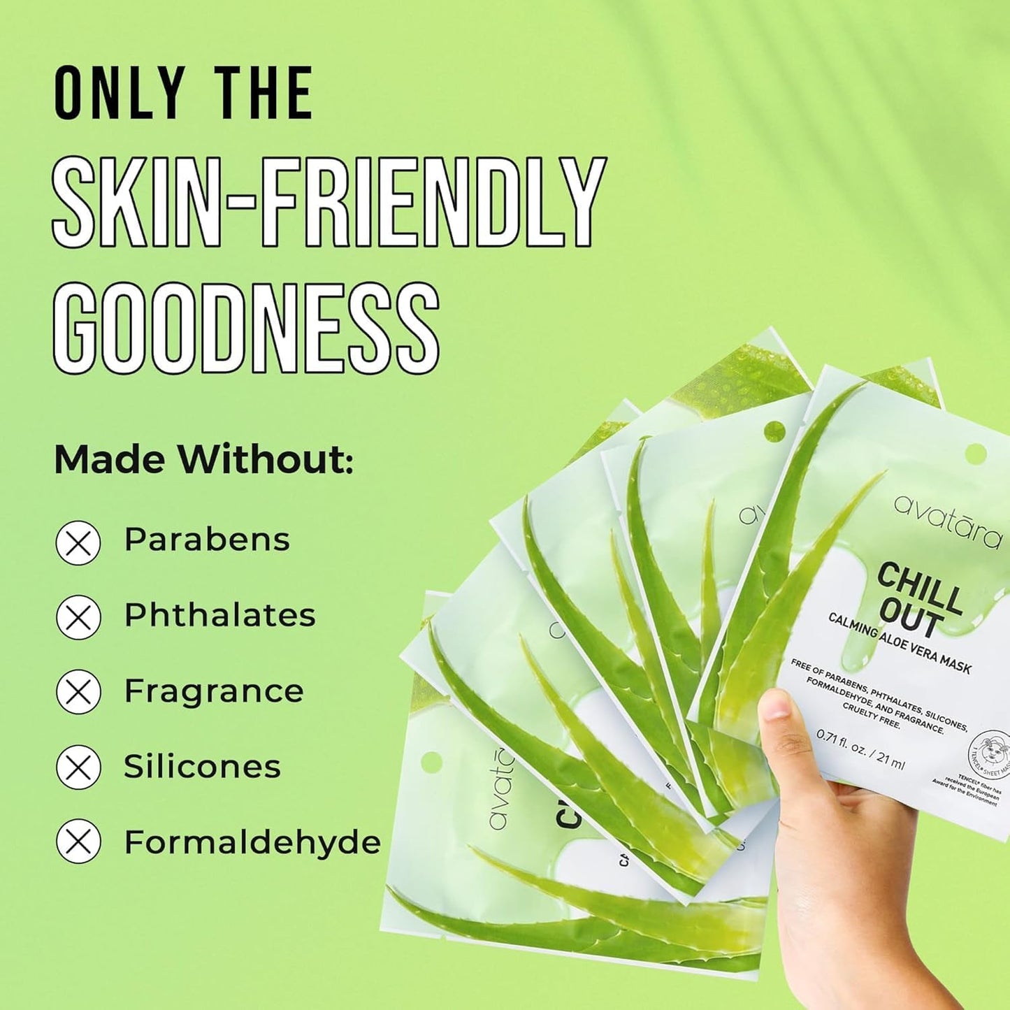 Chill Out Face Masks - Hydrating Aloe Vera for Soothing Skin | 15 Sheets, Unisex
