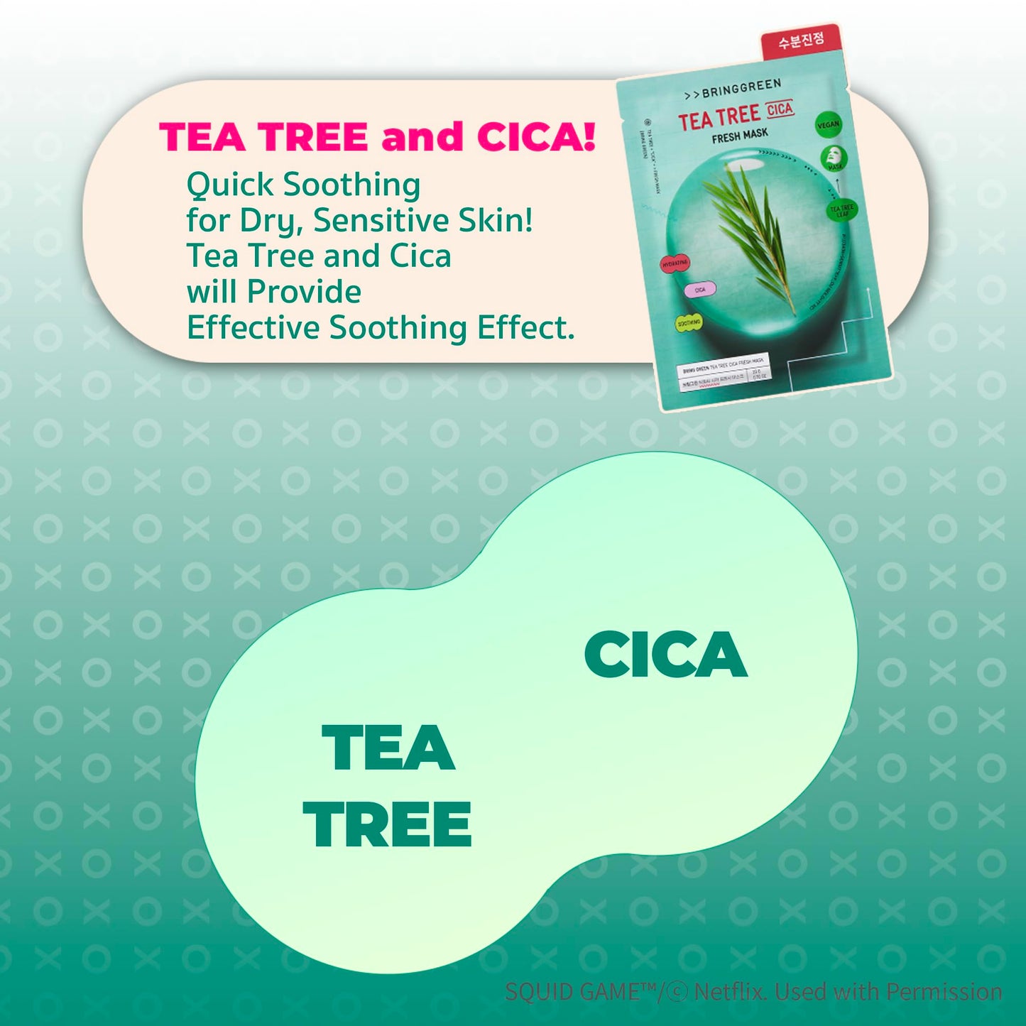 BRING GREEN Fresh Facial Sheet Mask Set 10 Sheets, Tea Tree Cica Soothing & Hydrating Face Mask for Sensitive Skin