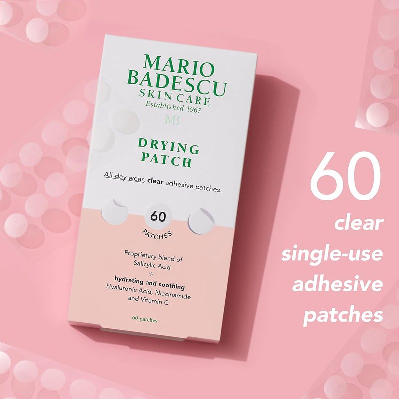 Mario Badescu Drying Patch - Invisible Spot Treatment with Vitamin C | 60 Patches, 12mm, Vegan & Cruelty-Free