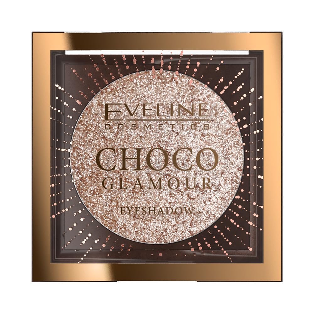 Eveline Cosmetics CHOCO GLAMOUR MONO EYESHADOW N01 MOON SPARKLE. Luxuary, highly shimmering EYESHADOW for wet or dry applications., pink
