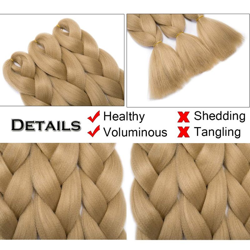 Benehair Ash Blonde Braiding Hair 5 Bundles/lot 24inch Jumbo Braiding Hair Extensions High Temperature Synthetic Braid Hair Braiding Hair Pre Stretched Braid Extensions