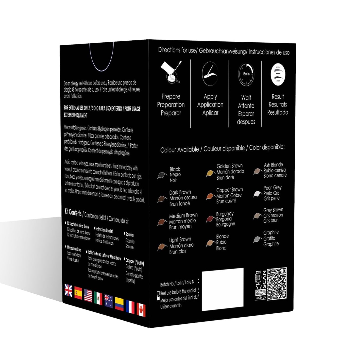 Mina iBrow Hair Color Refill Pack, Natural Spot Coloring Hair Tinting Powder, Water and Smudge Proof, No Ammonia, No Lead, Complete Gray Coverage, 120 Applications, Medium Brown