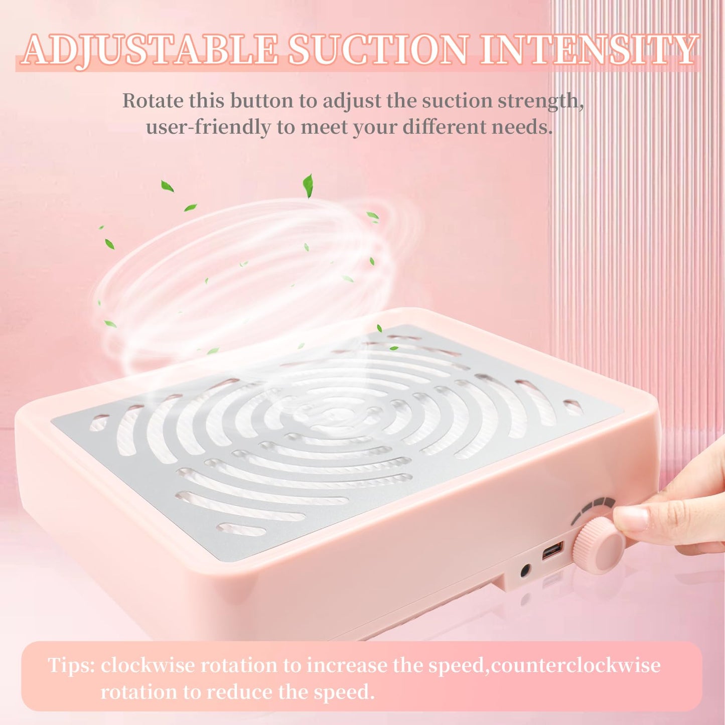 Nail Dust Collector with LED Light (Pink)