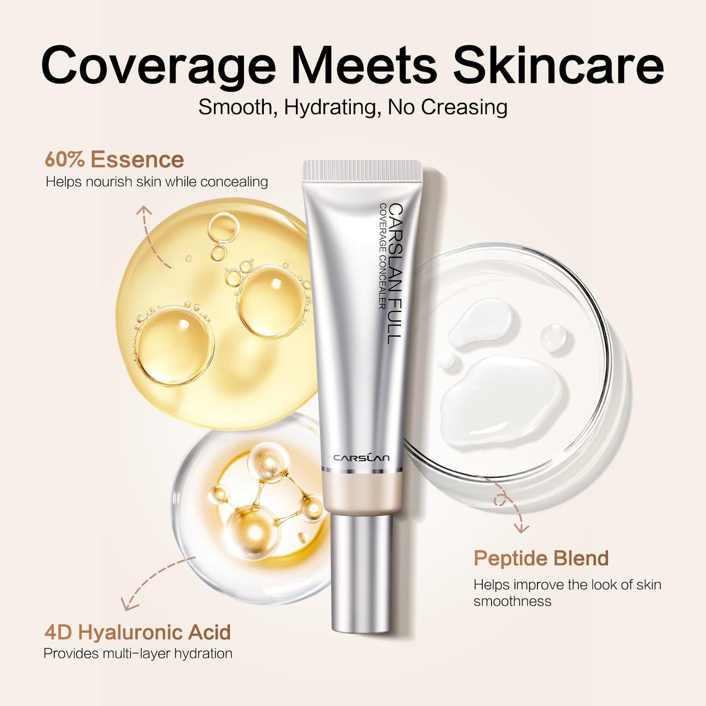 CARSLAN Full Coverage Concealer with 12H Wear for Dark Circles
