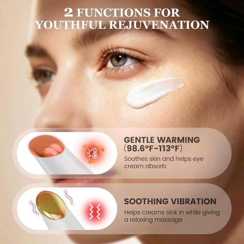 Eye Lift Wand - Temperature Control Eye Massager for Dark Circles & Puffiness | White