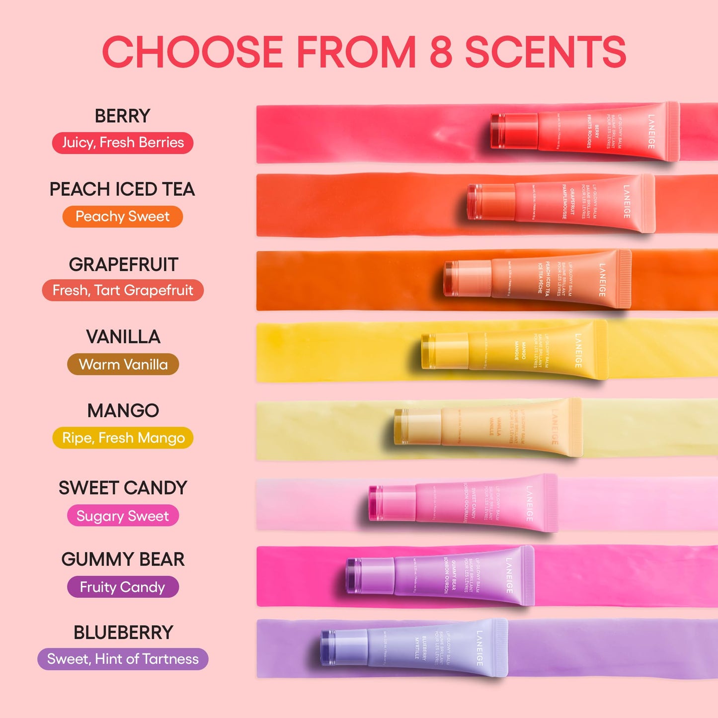 LANEIGE Lip Glowy Balm: Sheer Tinted Lip Treatment Balm Tube with Shea & Murumuru Butters for Hydrating, Moisturizing, Glossy, Non-Sticky Shine, Berry | Korean Skin Care, Taro Bubble Tea