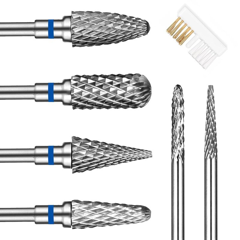 Professional 3/32 Inch Nail Drill Bits Set - Tungsten Carbide Cuticle Remover for Acrylic & Gel Nails | 6 Pack