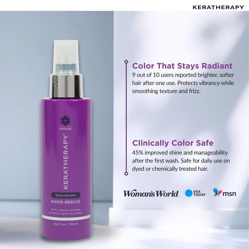 KERATHERAPY Keratin Infused Rapid Rescue Shining Shine Spray for Thermal Hair Protection, 4.2 fl. oz., 125 ml - Hair Breakage Repair Spray with Coffee Extract, Sunflower, Macadamia Oil, & Pearl Powder