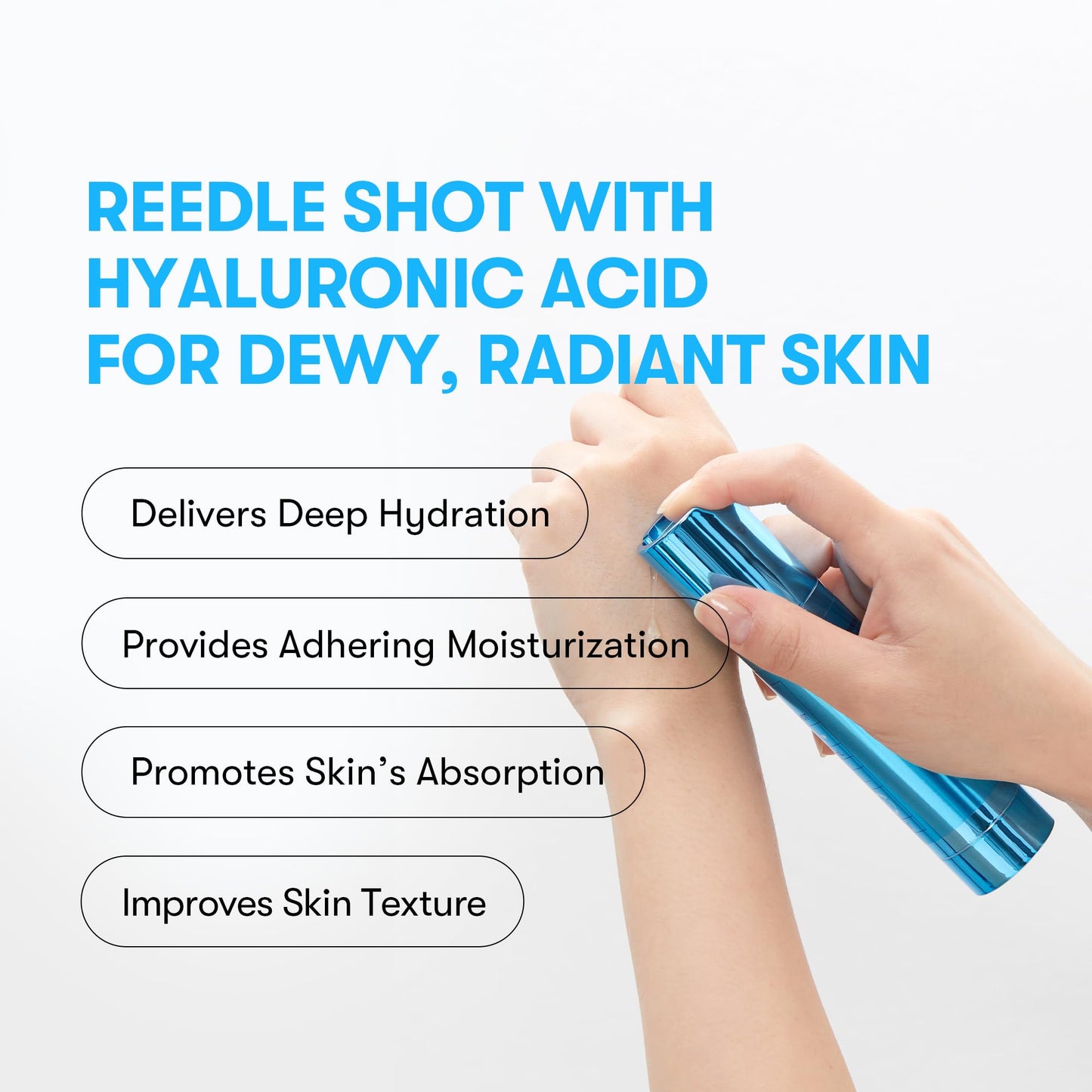VT COSMETICS Hydrop Reedle Shot 100 Serum with Hyaluronic Acid & Hydrating Exosome Microneedling Formula, Korean Skin Booster, 1.69 fl oz(50ml)