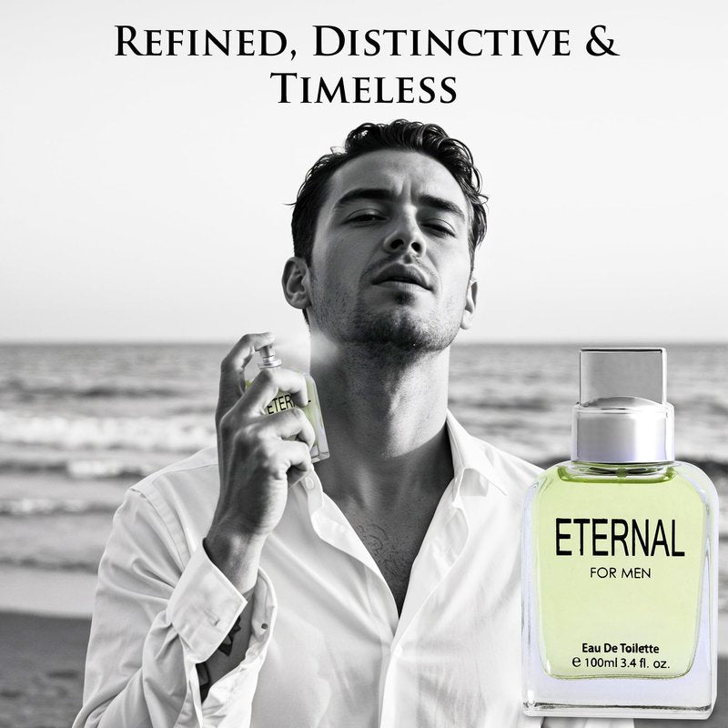 Eternal for Men - 3.4 Fluid Ounce Eau De Parfum Spray - Refreshing Citrusy & Floral Top Notes with Subtle Woody Undertones Smell Fresh All Day Long Gift for All Occasions, Parfume for Men 100ml