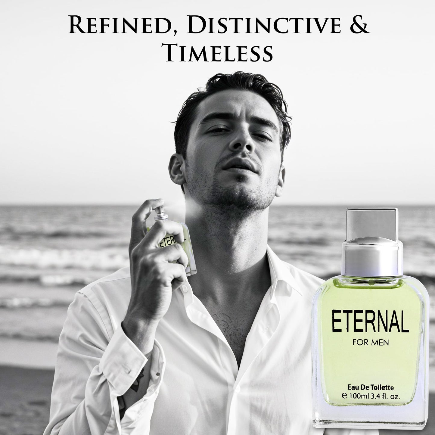Eternal for Men - 3.4 Fluid Ounce Eau De Parfum Spray - Refreshing Citrusy & Floral Top Notes with Subtle Woody Undertones Smell Fresh All Day Long Gift for All Occasions, Parfume for Men 100ml