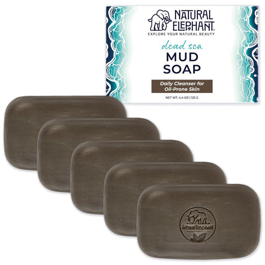 Natural Elephant Dead Sea Mud Soap Bar | Mineral-Rich Face & Body Cleanser with Natural Dead Sea Minerals | 4.4 oz (125 g) Pack of 5