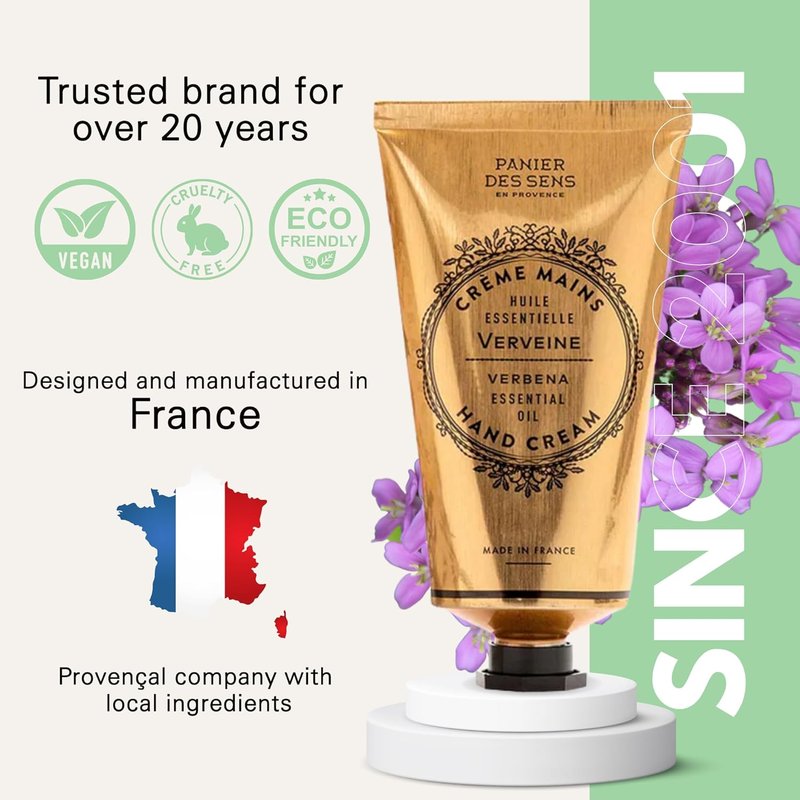 Panier des Sens Lemon Verbena Hand Cream - Moisturizing Lotion for Dry Skin | 97% Natural, 2.5 Fl Oz