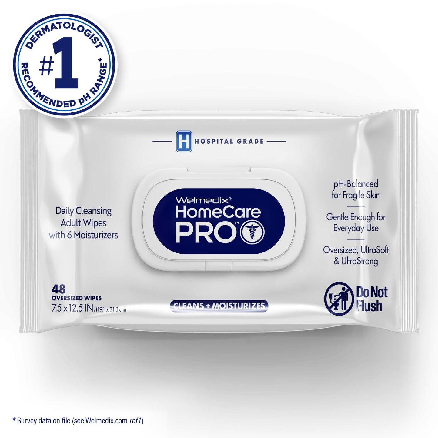 Adult Bathing Wipes - Oversized No Rinse Moisturizing Washcloths for Sensitive Skin | XL 7.5” x 12.5” - 48 Count