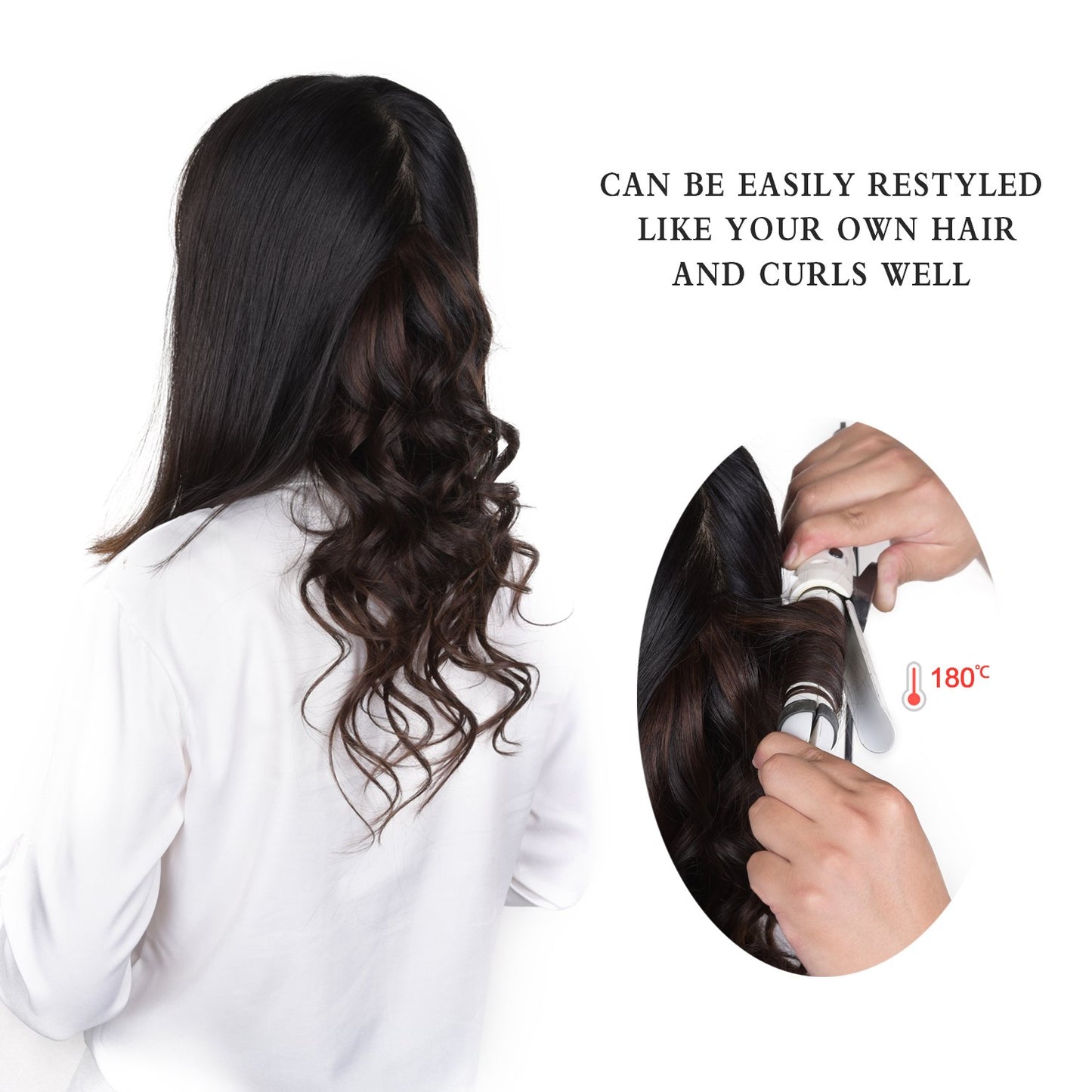 18" Hair Extensions Clip in Human Hair for Women - Silky Straight Remy Real Clip on Extensions Medium Auburn 60grams 4pieces #30 Color