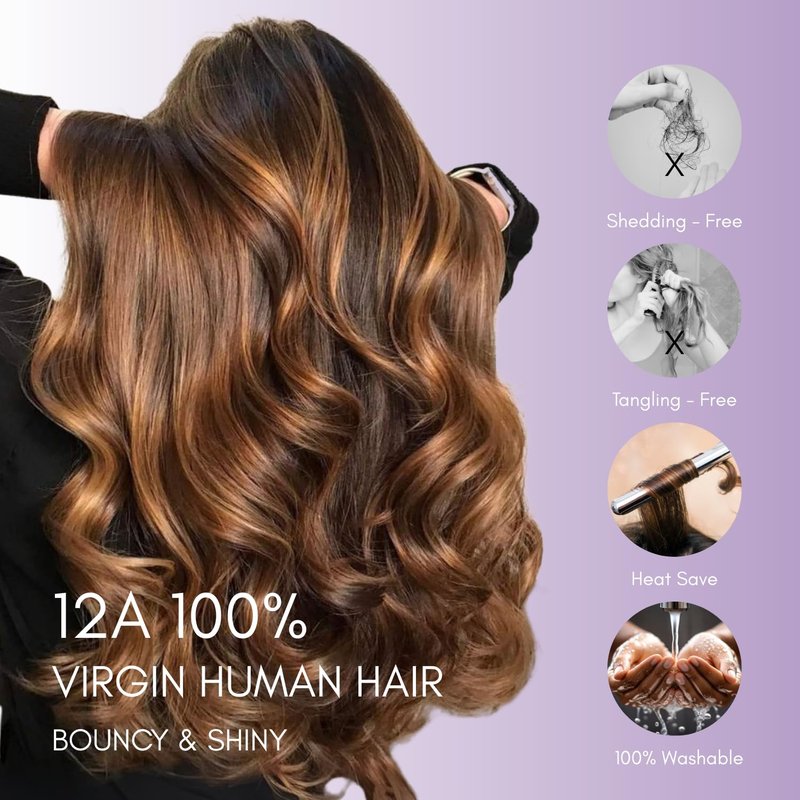 AUROO 12A Honey Blonde Highlight Body Wave Single Bundles Human Hair 10 Inch, 100% Virgin Brazilian Weaves Thick Track Brown Ombre #P4/27 Balayage Colored Human Hair Bundles Extensions Sew In Remy