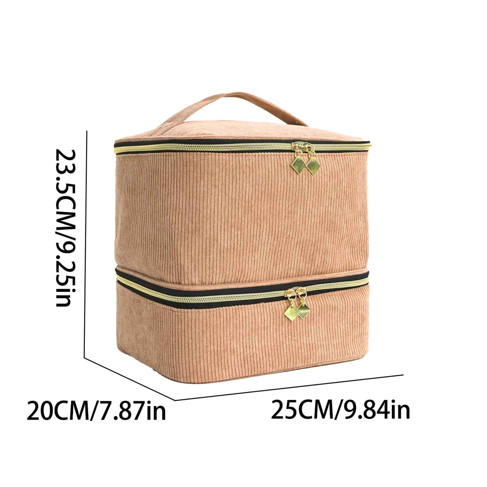 Apxouans Nail Polish Organizer Bag Nail Kit Organizer Holds 30 Bottles and 1 Nail Lamp Double-layer Nail Polish Carrying Case Nail Art Tote Bag Brown