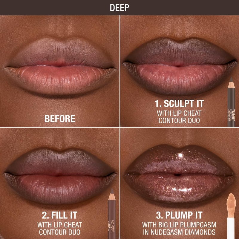 Charlotte Tilbury Lip Cheat Contour Duo - Dual-Sided Lip Liner Pencil to Sculpt & Fill for an Easy Contour Effect - Helps Prevent Lipstick Feathering - Deep